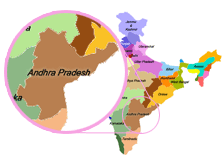 Map of India showing Andhra Pradesh